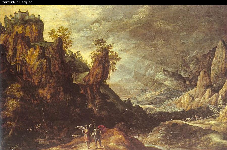 Kerstiaen de Keuninck Landscape with Tobias and the Angel